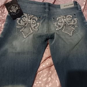 Affliction NWT Live Fast Raquel Jean's. Gorgeous embroidery. 28